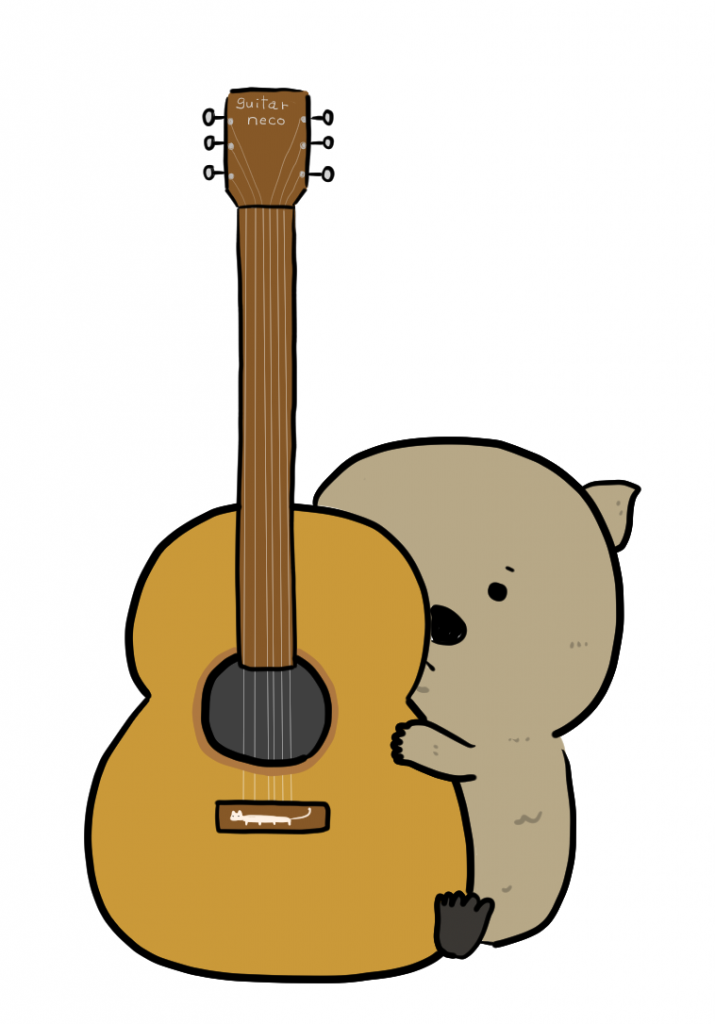 ギターを抱きしめるウォンバットのフリー素材 栗熊ひろよブログ