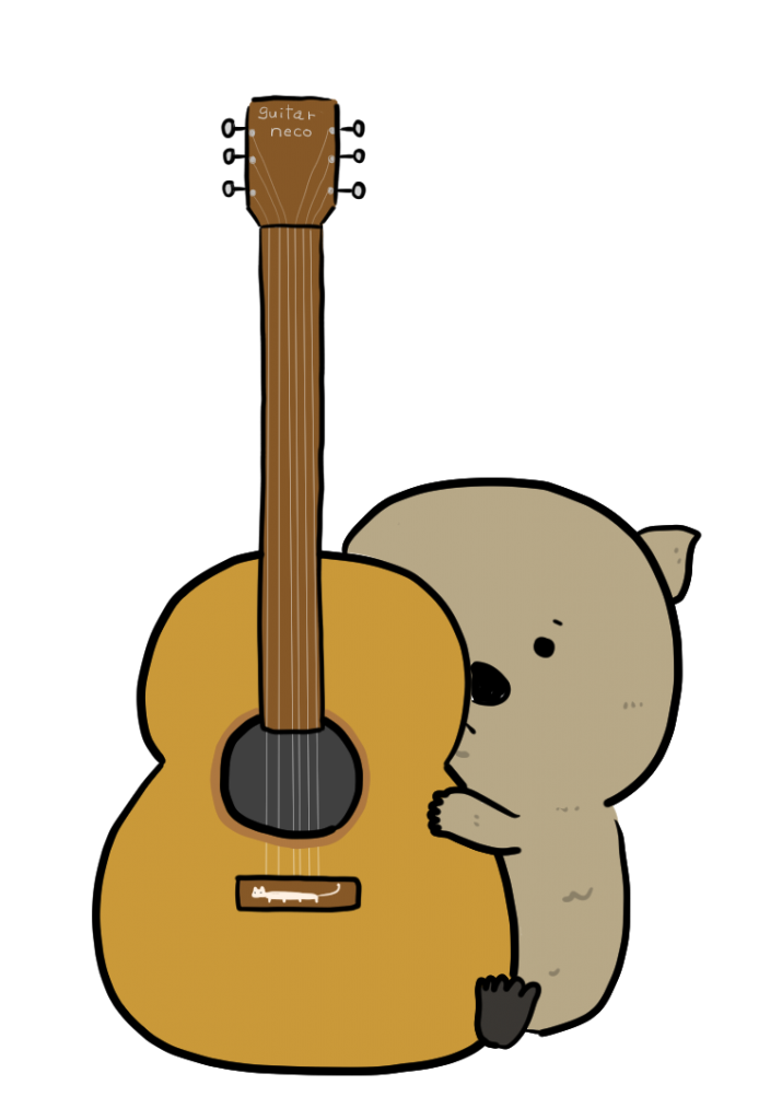 ギターを抱きしめるウォンバットのフリー素材 栗熊ひろよブログ